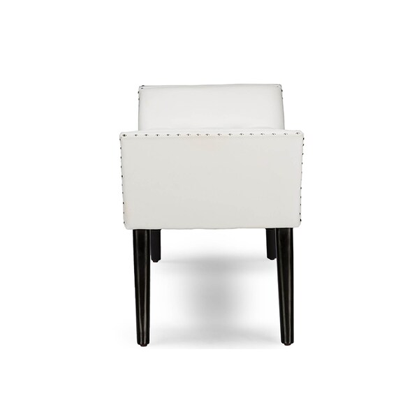 Baxton Studio Tamblin White Faux Leather Upholstered Large Ottoman Seating Bench - 117-6383