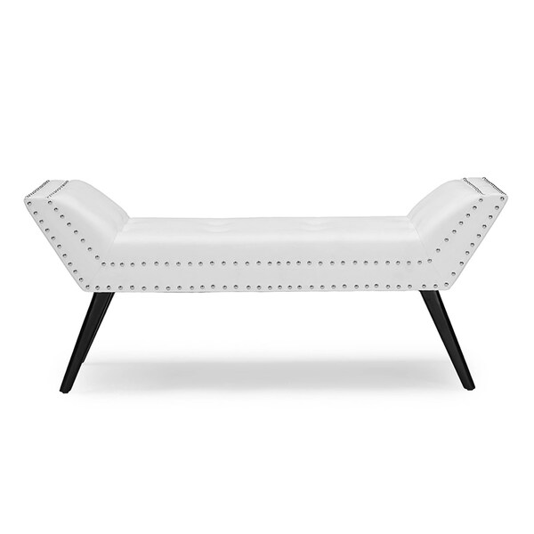Baxton Studio Tamblin White Faux Leather Upholstered Large Ottoman Seating Bench - 117-6383