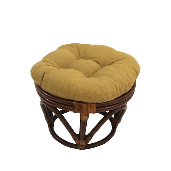 International Caravan Rattan Ottoman with Outdoor Fabric Cushion, Wheat - 3301-REO-S08