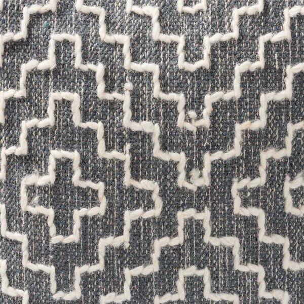 Baxton Studio Benjamin ModernBohemian Grey and Ivory Handwoven Cotton Blend Pouf Ottoman - 191-11657-ZORO