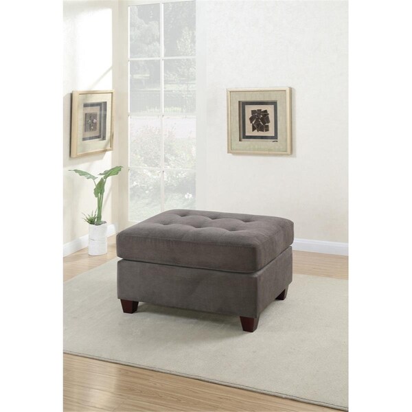 Benzara 20 x 36 x 26 in. Waffle Suede Fabric Cocktail Ottoman - Charcoal Gray - BM166753