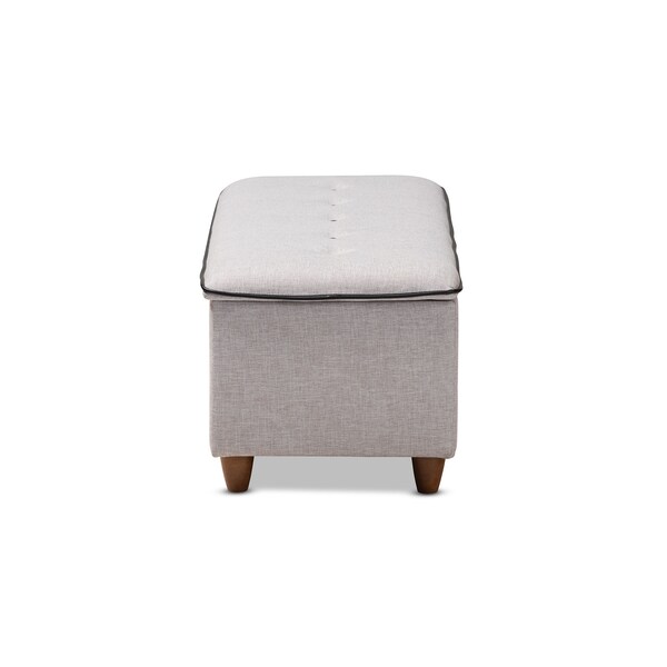 Baxton Studio Marlisa Walnut Wood and Beige Tufted Storage Ottoman Bench - 150-8737