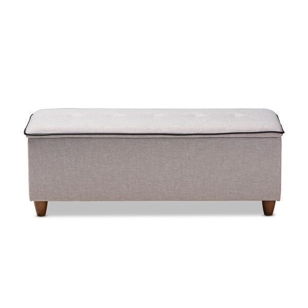 Baxton Studio Marlisa Walnut Wood and Beige Tufted Storage Ottoman Bench - 150-8737