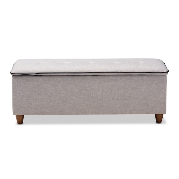Baxton Studio Marlisa Walnut Wood and Beige Tufted Storage Ottoman Bench - 150-8737