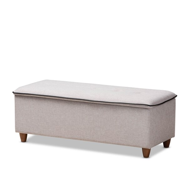 Baxton Studio Marlisa Walnut Wood and Beige Tufted Storage Ottoman Bench - 150-8737