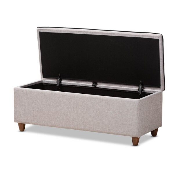 Baxton Studio Marlisa Walnut Wood and Beige Tufted Storage Ottoman Bench - 150-8737