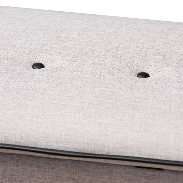 Baxton Studio Marlisa Walnut Wood and Beige Tufted Storage Ottoman Bench - 150-8737