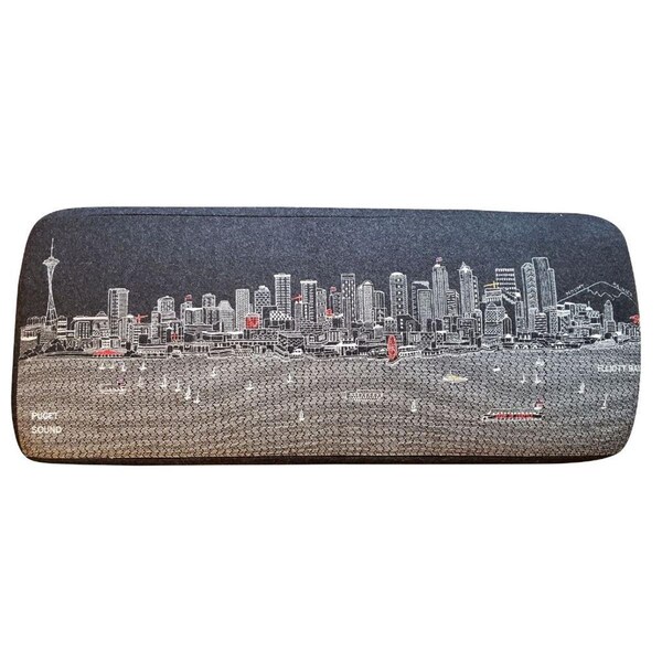 Gfancy Fixtures 38 in. Seattle Nighttime Skyline Embroidered Ottoman Black - GF3105881