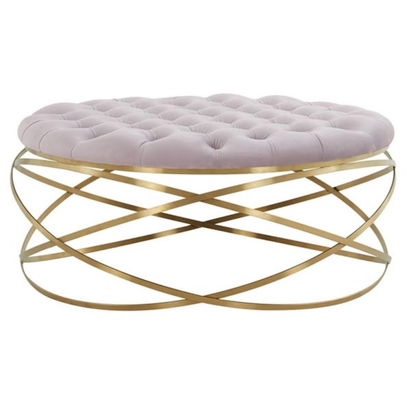 Safavieh Rumi Tufted Velvet Ottoman, Pale Taupe - SFV4706E