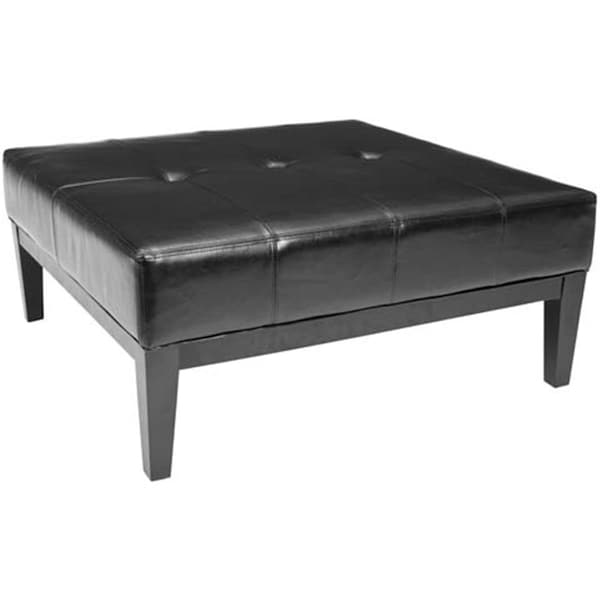 Safavieh Aubrey Black Leather Cocktail Ottoman - HUD8237B