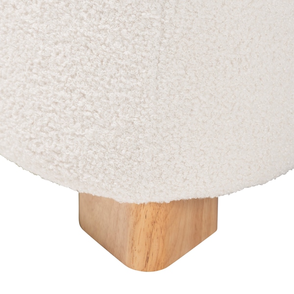 Baxton Studio Brielle Modern and Contemporary Ivory Boucle Upholstered and Natural Brown Finished Wood Ottoman - 220-12866-ZORO