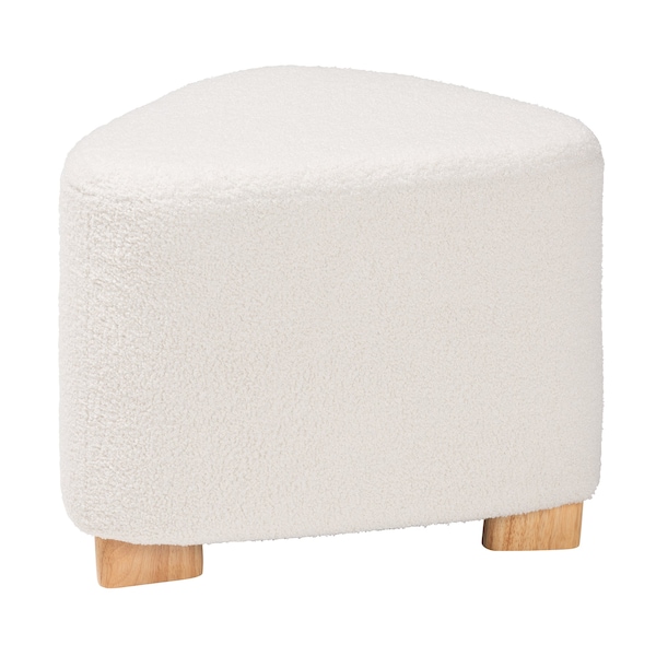 Baxton Studio Brielle Modern and Contemporary Ivory Boucle Upholstered and Natural Brown Finished Wood Ottoman - 220-12866-ZORO