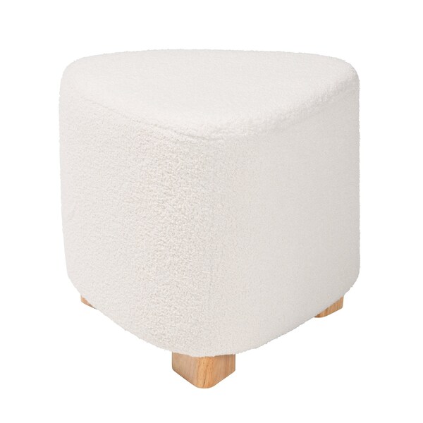 Baxton Studio Brielle Modern and Contemporary Ivory Boucle Upholstered and Natural Brown Finished Wood Ottoman - 220-12866-ZORO