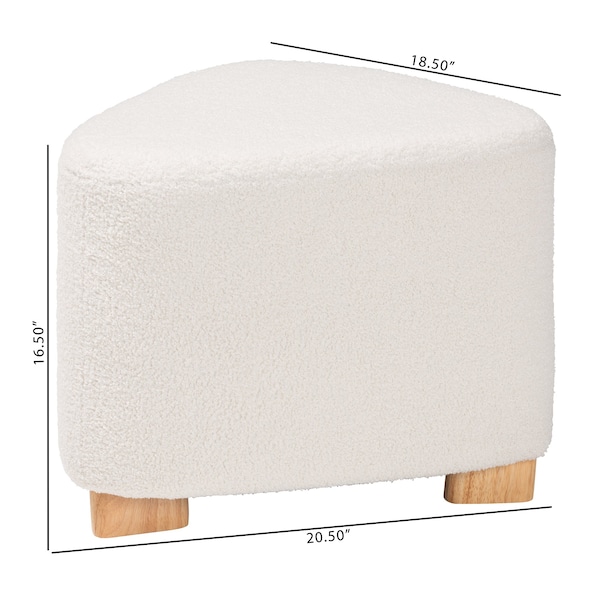 Baxton Studio Brielle Modern and Contemporary Ivory Boucle Upholstered and Natural Brown Finished Wood Ottoman - 220-12866-ZORO