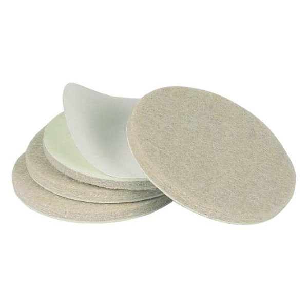 Zoro Select Felt Pads, Self-Stick, Round, 2-1/2", PK4 - 10J992
