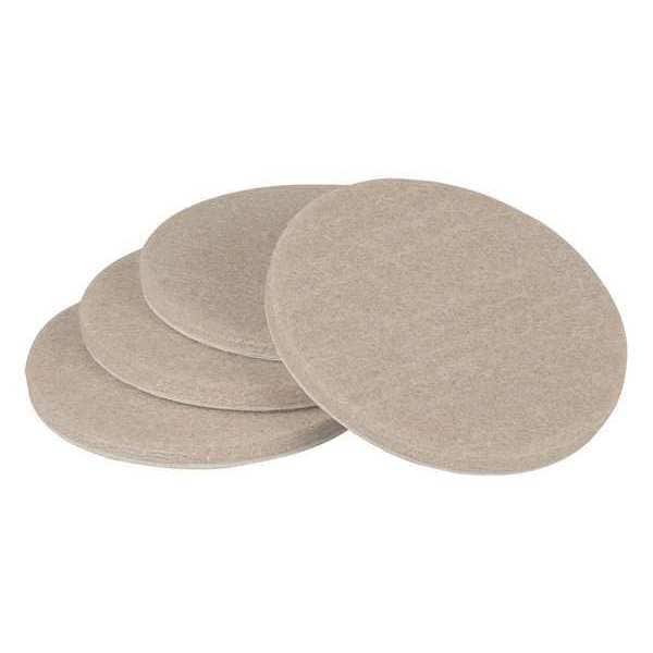 Zoro Select Felt Pads, Self-Stick, Round, 2-1/2", PK4 - 10J992