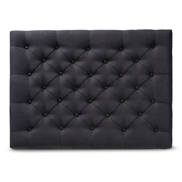 Baxton Studio Lindsey Charcoal Upholstered and Greywashed Wood Cocktail Ottoman - 164-10652