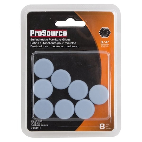 Prosource Furniture Glide, PTFE, Blue, Blue, 3/4 x 3/4 x 7/32 in Dimensions - FE-50111-PS