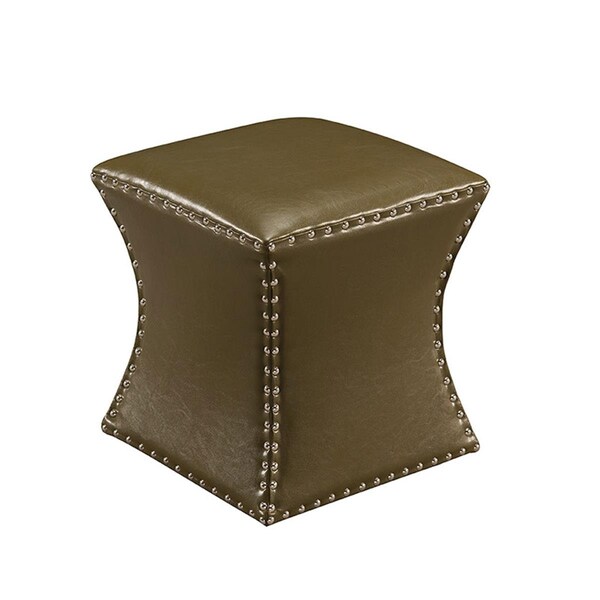 Kb 17 x 15 x 15 in. Faux Leather Square Ottoman - Green - 3216-GR