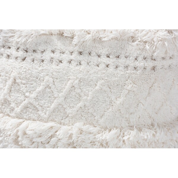 Baxton Studio Curlew Ivory Handwoven Cotton Pouf Ottoman - 158-9709