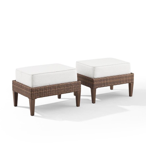 Kd Aparador 17.5 x 18 x 25.75 in. Capella Outdoor Wicker Ottoman Set, Cream & Brown 2 Piece - KD3043576