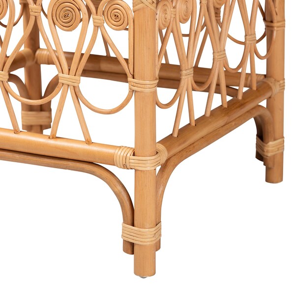 Bali & Pari Ibiza Modern bohemian Natural Brown Rattan Footstool - 239-13580-ZORO