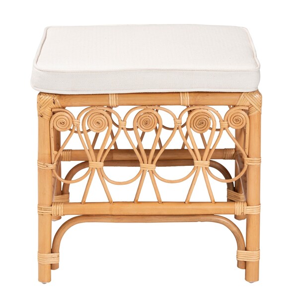 Bali & Pari Ibiza Modern bohemian Natural Brown Rattan Footstool - 239-13580-ZORO
