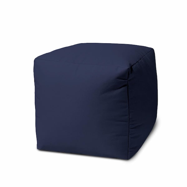 Homeroots 17 Cool Warm Indigo Blue Solid Color Indoor & Outdoor Pouf Ottoman - 474187