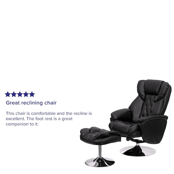 Flash Furniture Black LeatherSoft Recliner & Ottoman - Chrome Base - BT-7807-TRAD-GG
