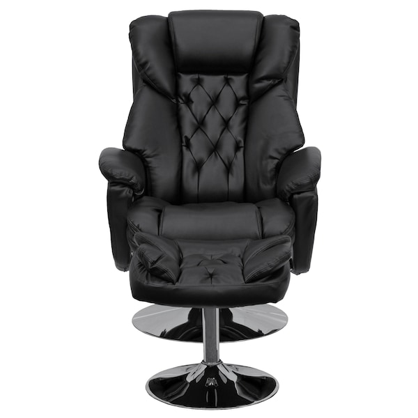 Flash Furniture Black LeatherSoft Recliner & Ottoman - Chrome Base - BT-7807-TRAD-GG