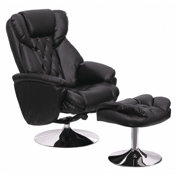 Flash Furniture Black LeatherSoft Recliner & Ottoman - Chrome Base - BT-7807-TRAD-GG