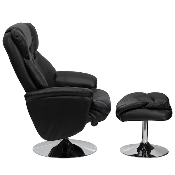 Flash Furniture Black LeatherSoft Recliner & Ottoman - Chrome Base - BT-7807-TRAD-GG