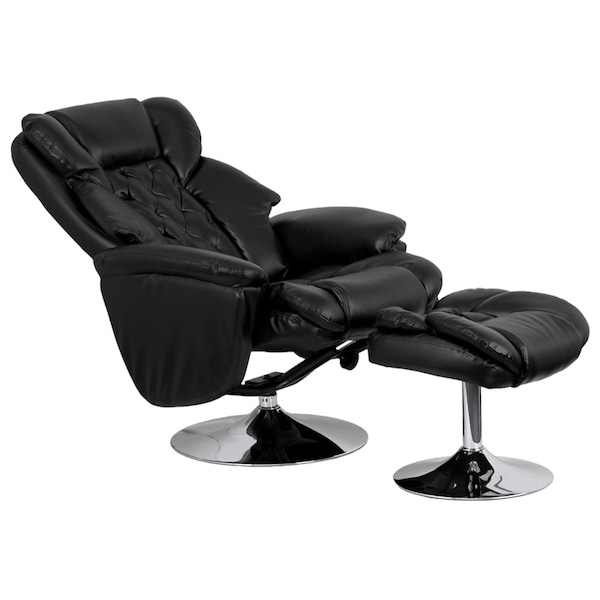 Flash Furniture Black LeatherSoft Recliner & Ottoman - Chrome Base - BT-7807-TRAD-GG
