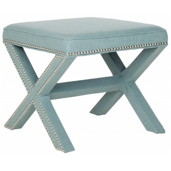 Safavieh Palmer Ottoman, Sky Blue - 19 x 21.5 x 21.5 in. - MCR4589S