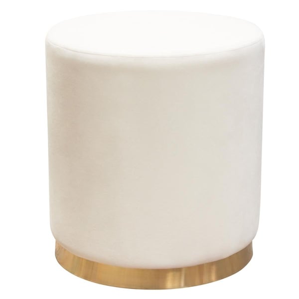 Diamond Sofa Sorbet Round Accent Ottoman with Gold Metal Band Accent Cream Velvet - SORBET2OTCM