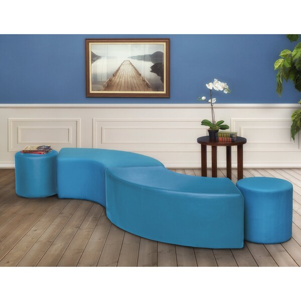 Regency Logan Round Vinyl Ottoman (Set of 2)- Peacock Teal - N6262PT2PK