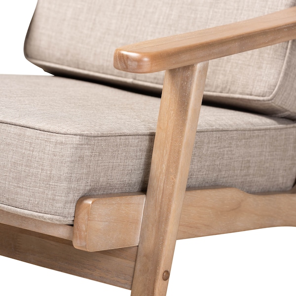 Baxton Studio Sigrid Grey Upholstered Oak Wood 2-Piece Armchair and Ottoman Set - 162-10566-10404