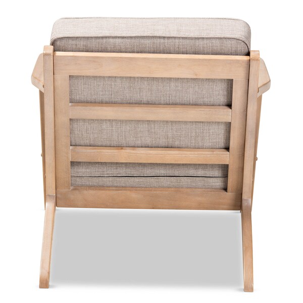 Baxton Studio Sigrid Grey Upholstered Oak Wood 2-Piece Armchair and Ottoman Set - 162-10566-10404