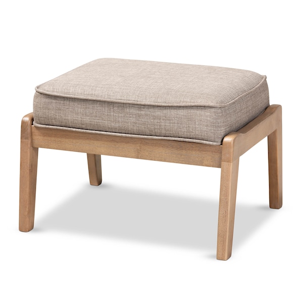Baxton Studio Sigrid Grey Upholstered Oak Wood 2-Piece Armchair and Ottoman Set - 162-10566-10404