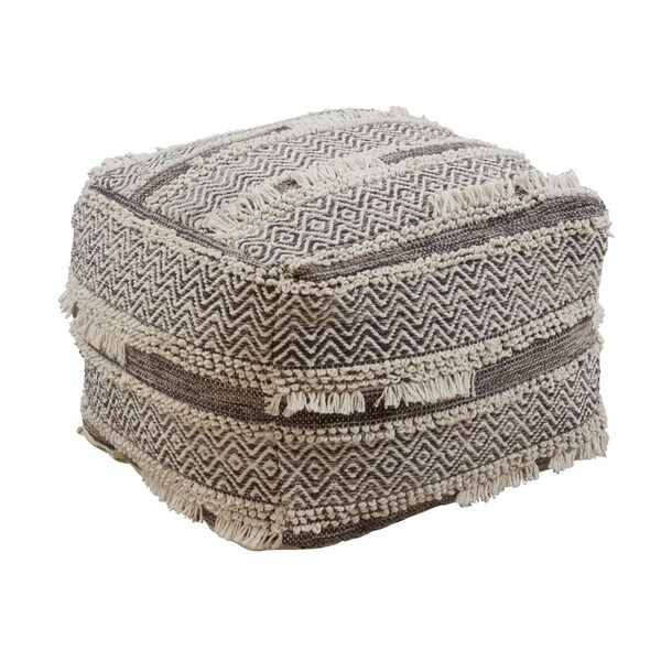 Doba-Bnt SARO  Cotton Floor Pouf with Grey Textured Handwoven Design - SA3202398