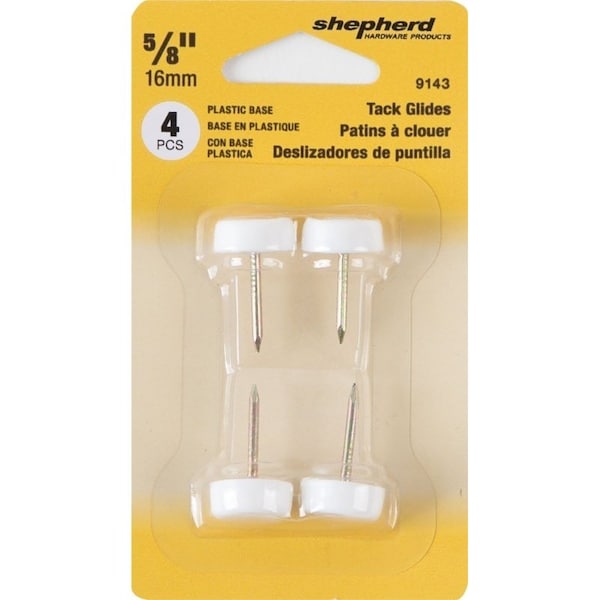 Shepherd Hardware Tack Furniture Glide, Plastic, White, 4PK - 9143