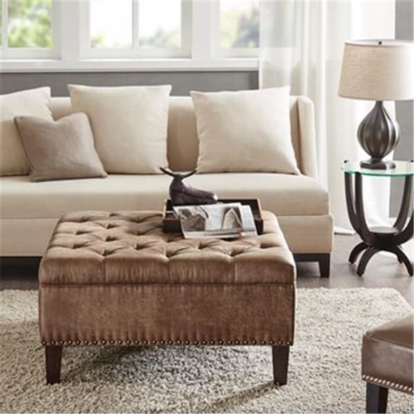 Madison Park Madison Park FPF18-0200 Lindsey Tufted Square Cocktail Ottoman; Brown - 18.5 x 35.5 x 35.5 in. - FPF18-0200