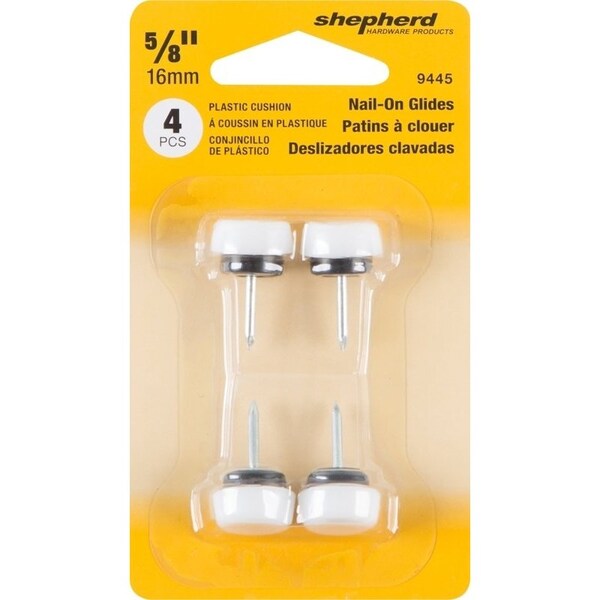 Shepherd Hardware Furniture Glide, Plastic, White, 4PK - 9445
