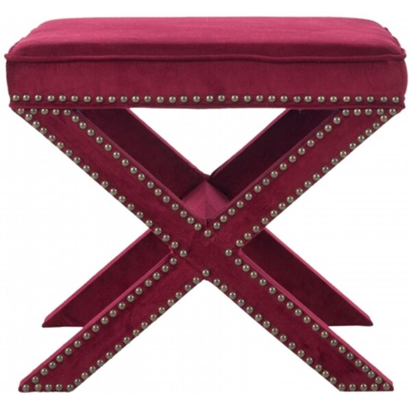 Safavieh Palmer Ottoman- Red Velvet - 19 x 21.5 x 21.5 in. - MCR4589X