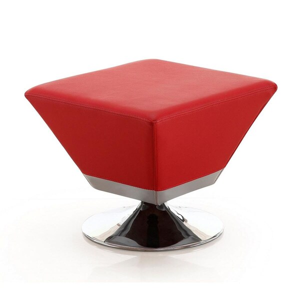 Designed To Furnish Diamond Red & Polished Chrome Swivel Ottoman 15.7 x 19.7 x 19.7 in. - DE3585649