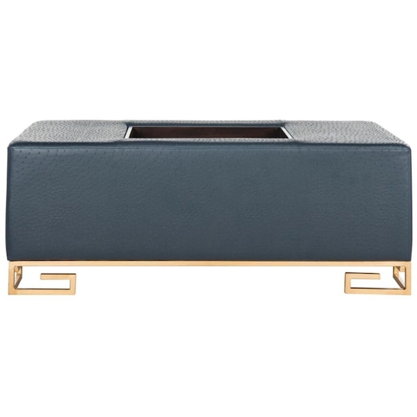 Safavieh Julian Faux Ostrich Tray Ottoman- Navy - 18 x 24 x 46 in. - FOX6243B