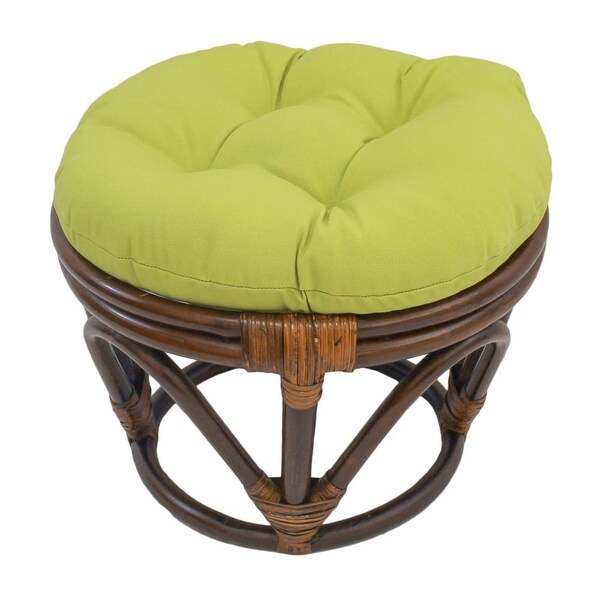 International Caravan Rattan Footstool with Twill Cushion, Mojito Lime - 3301-TW-ML