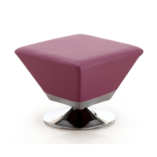 Manhattan Comfort Diamond Swivel Ottoman in Purple and Polished Chrome - OT002-PL