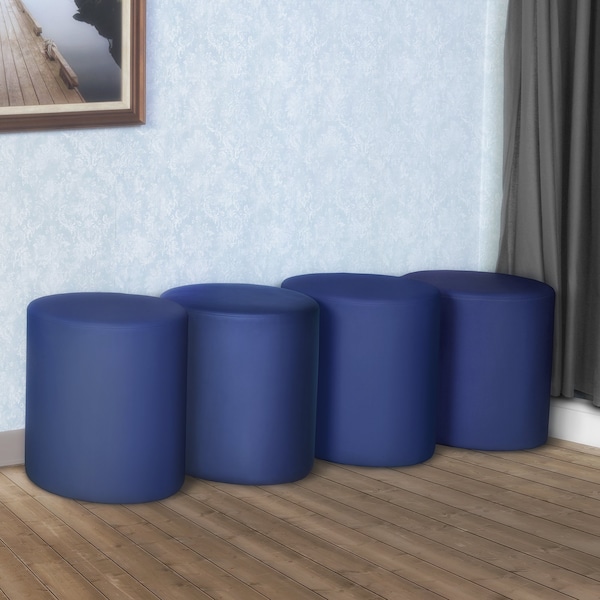 Regency Logan Round Vinyl Ottoman (Set of 4)- Naval Blue - N6262NB4PK
