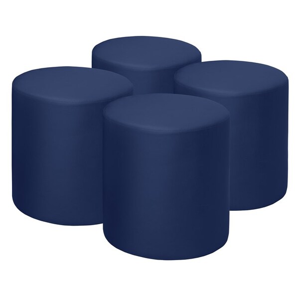 Regency Logan Round Vinyl Ottoman (Set of 4)- Naval Blue - N6262NB4PK